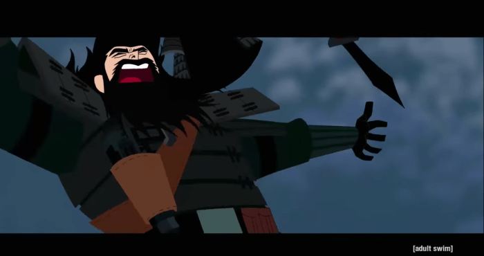 Samurai Jack's new armour doesn't seem to last all too long in the latest season and I don't think it's as easy to mend as a robe.